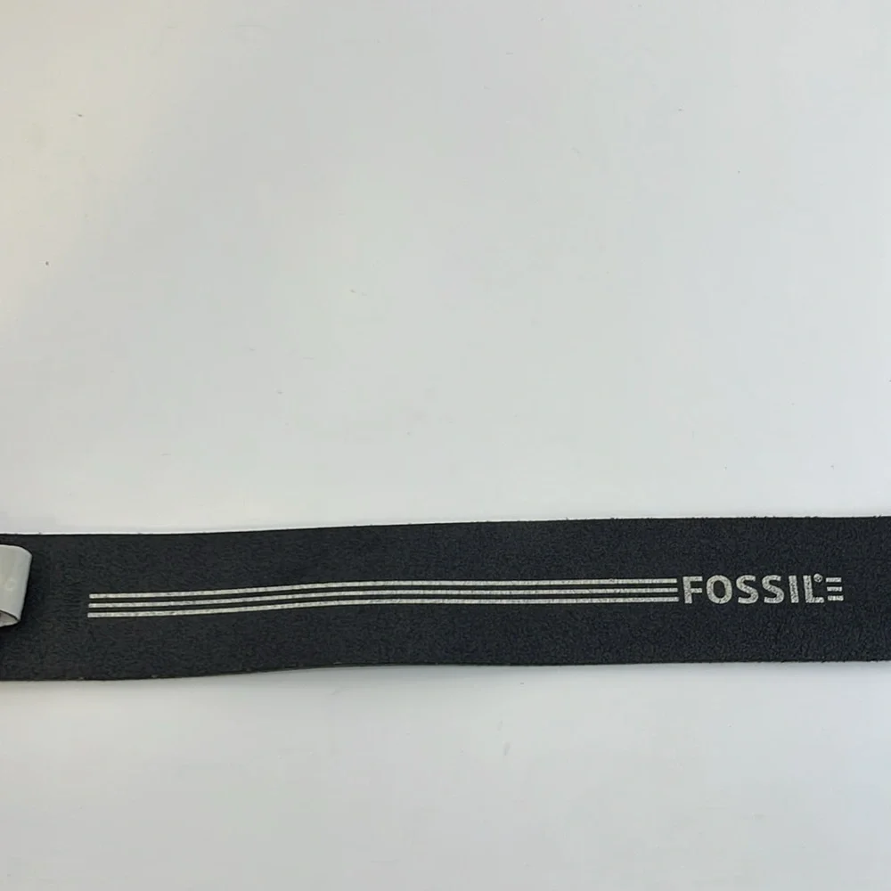 Fossil Black Leather Belt with Silver Toned Double Prong Buckle- Men’s size 36